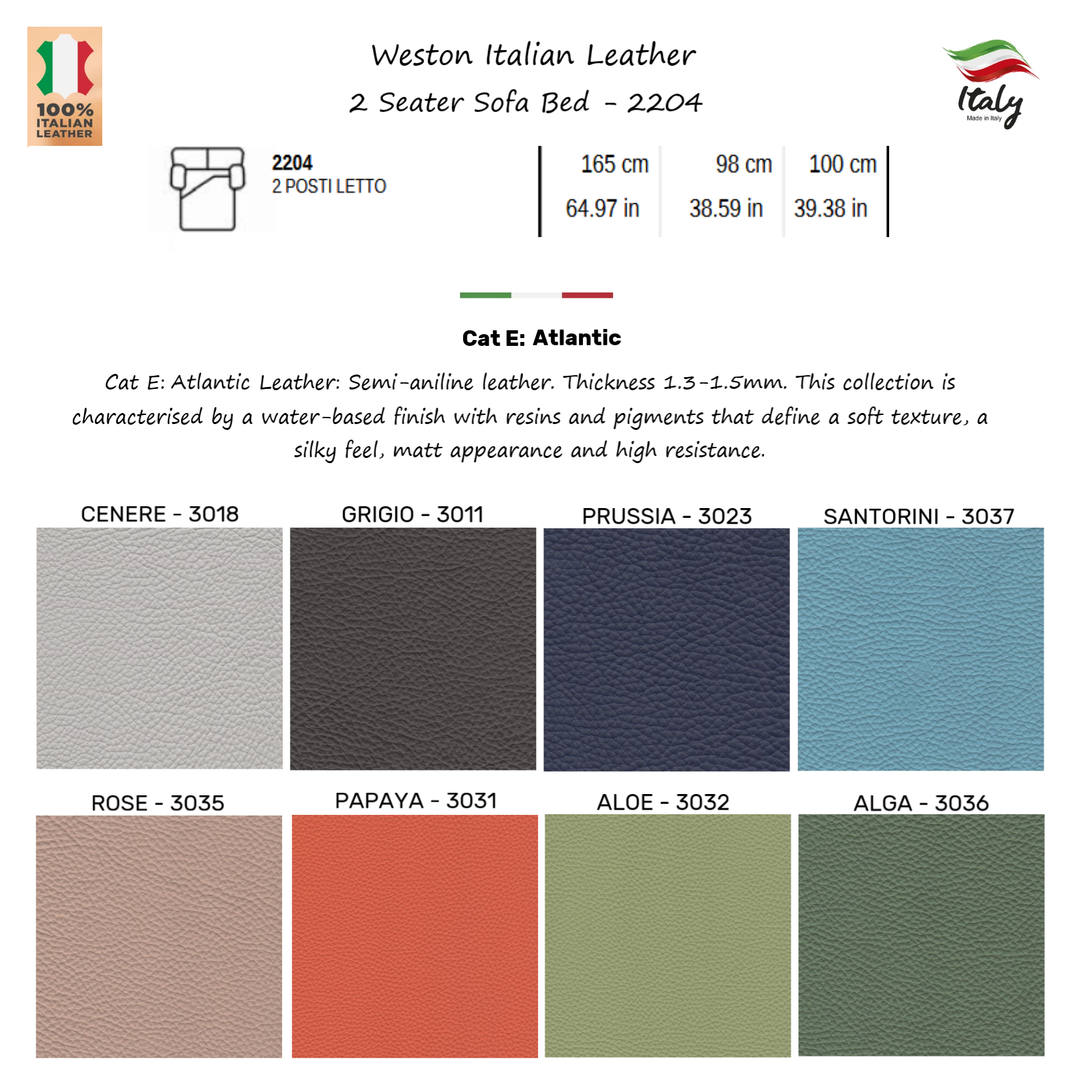 Weston Italian Leather Easy Open Sofa Bed - Choice Of Sizes & Leathers - Interior Envy