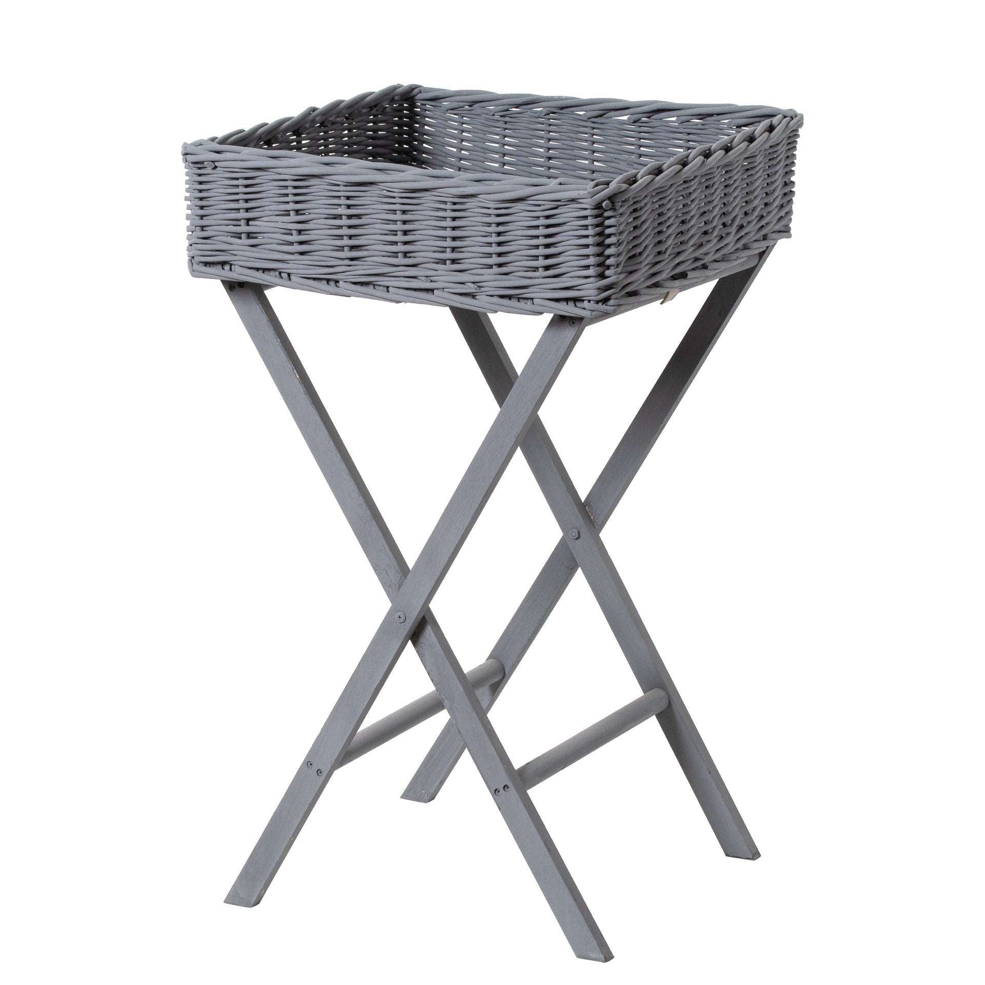 Large Wicker Basket Butler Tray Table