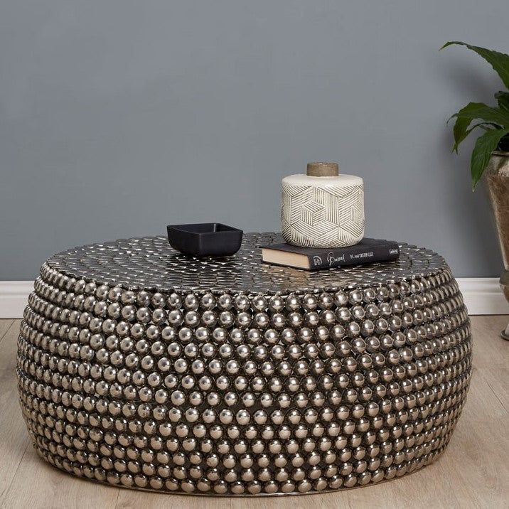Templar Beaded Silver Coffee Table - The Furniture Mega Store 
