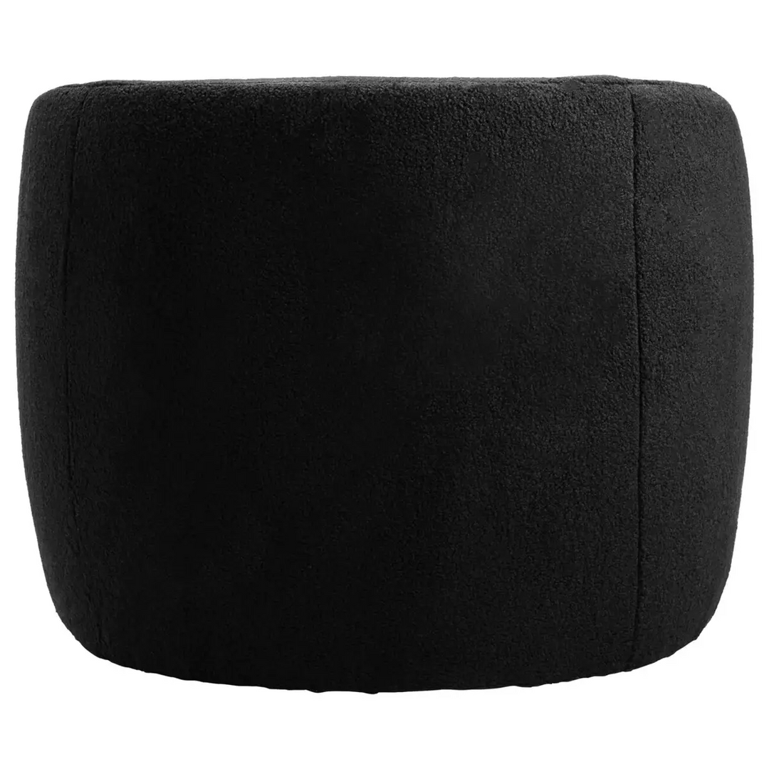 Black Boucle Effect Curved Lounge Chair With Swivel Base