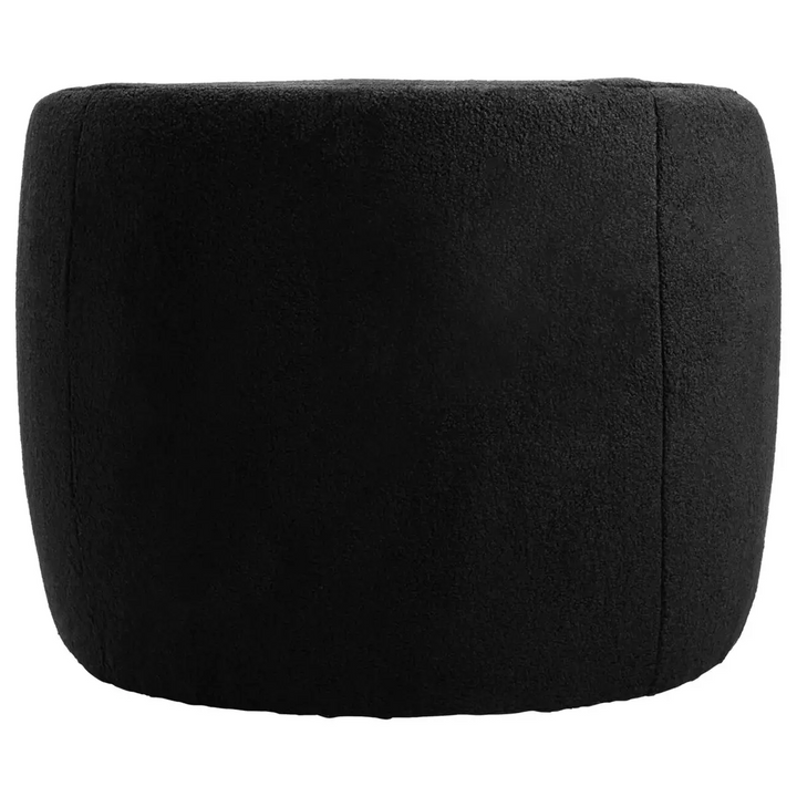 Black Boucle Effect Curved Lounge Chair With Swivel Base