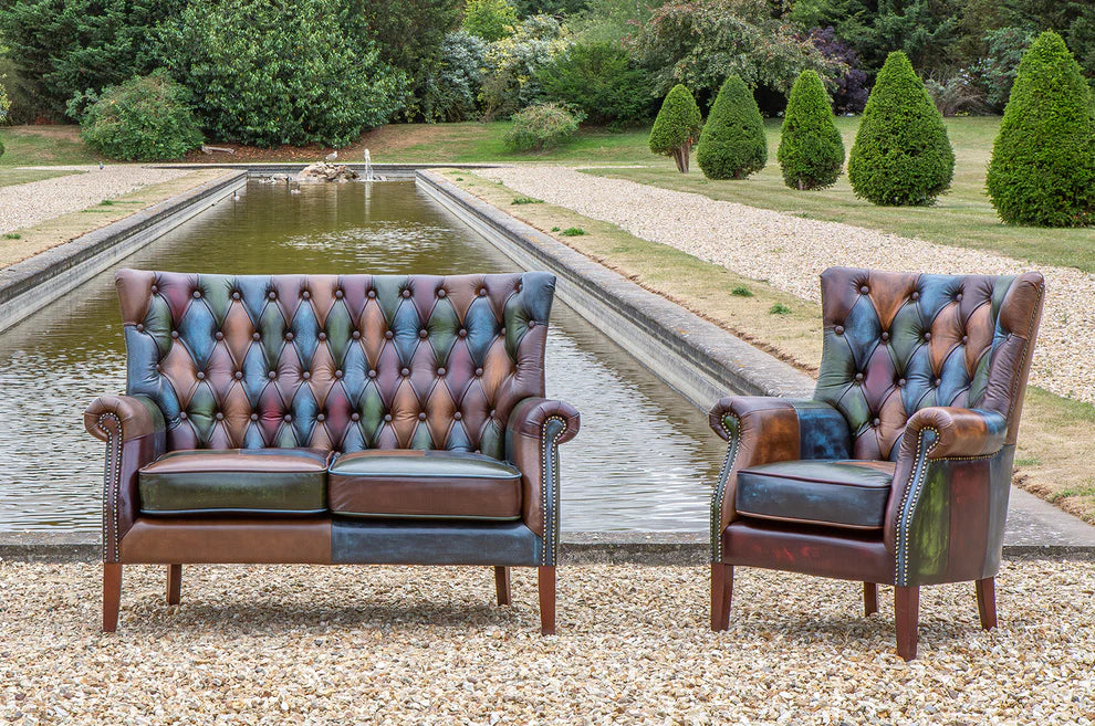 Bowes Rub-Off Leather Patchwork 2 Seater Sofa - Interior Envy