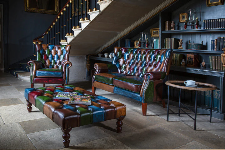 Bowes Rub-Off Leather Patchwork Chair - Interior Envy