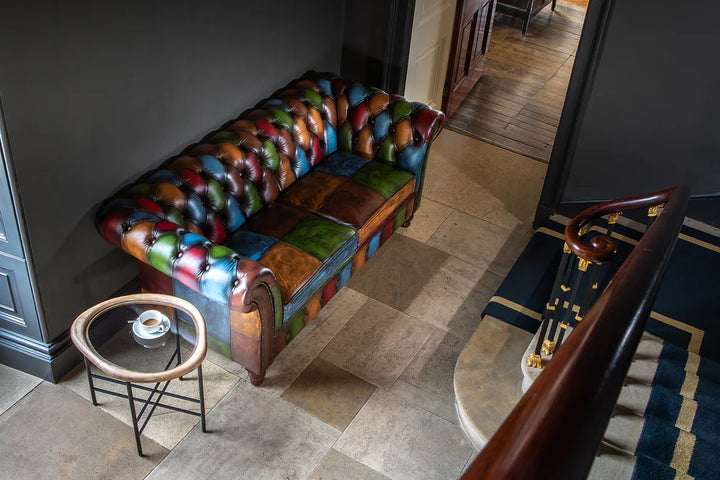 Chester Croft Rub Off Italian Leather Patchwork 2 Seater Sofa - Interior Envy