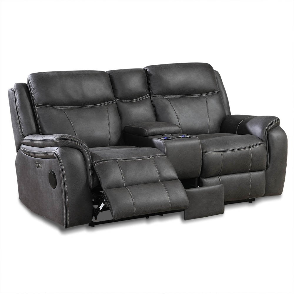 Tech Smart Power Recliner Sofa USB + Wireless Charging Bluetooth Speakers & Cooling Heating Drinks Holders