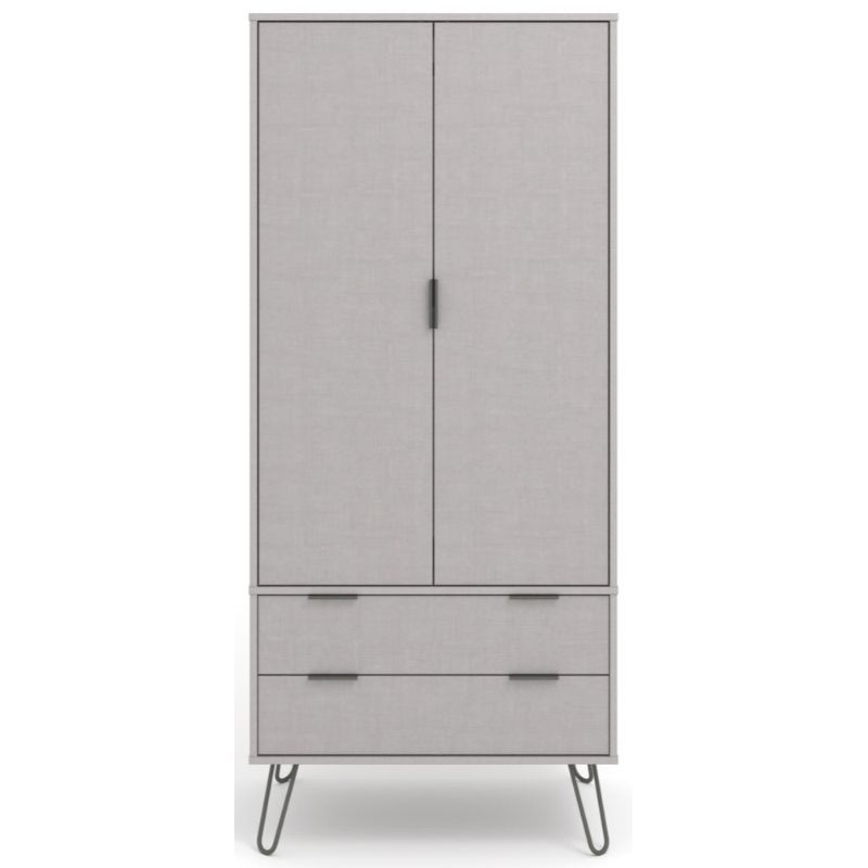 Augusta Grey 2 Door Combi Wardrobe with Hairpin Legs - The Furniture Mega Store 