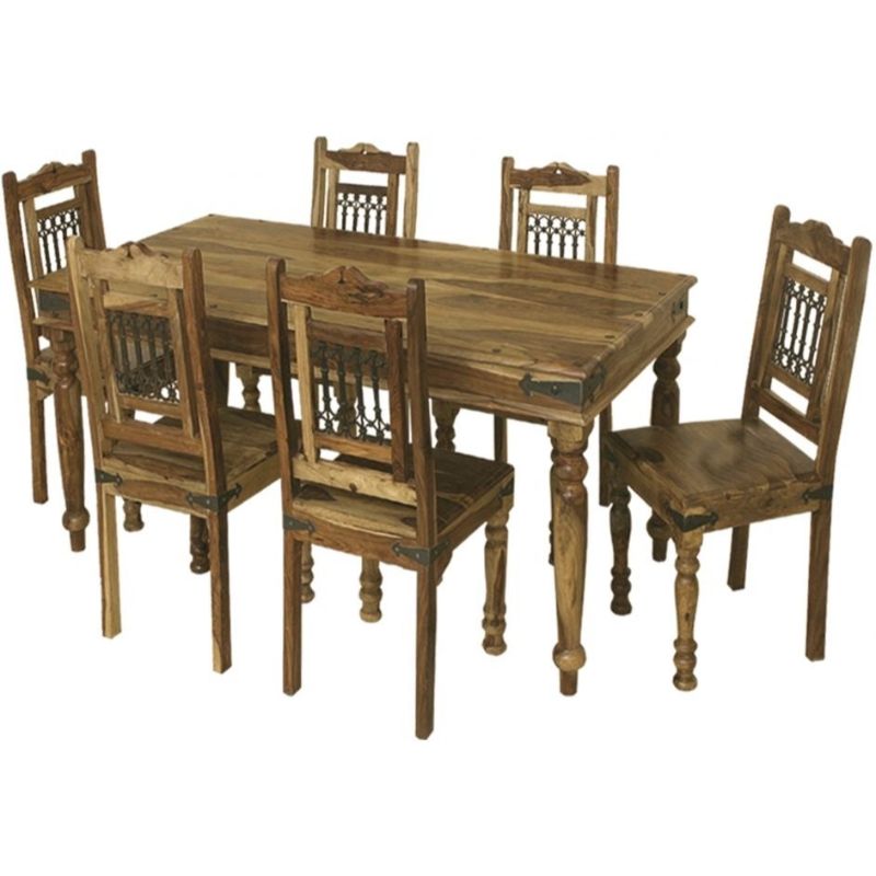 Thacket Sheesham Dining Table & 6 Chairs Set | Interior Envy