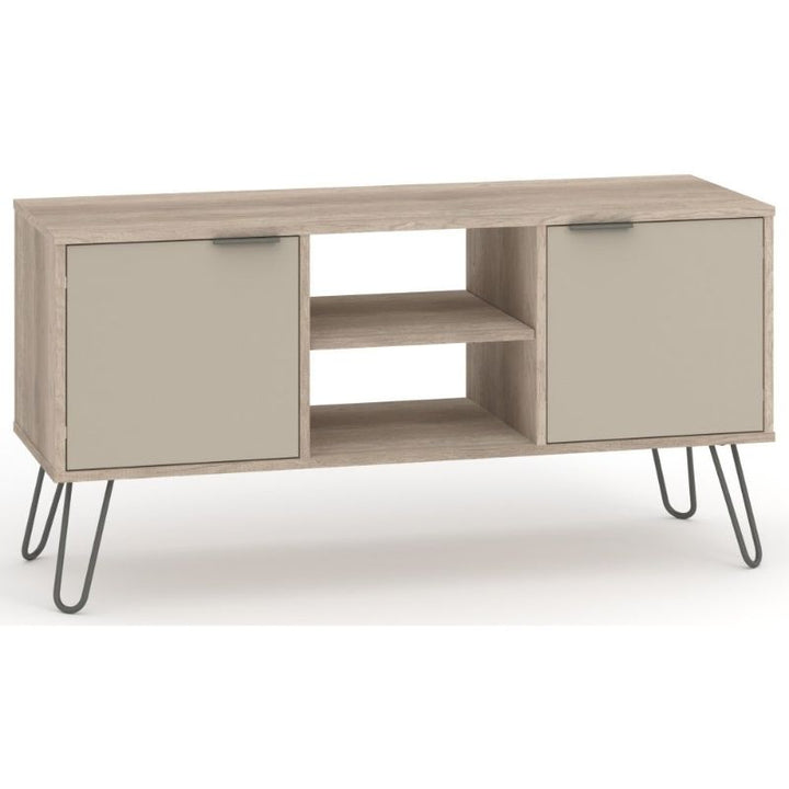 Augusta Driftwood 2 Door TV Unit with Hairpin Legs - The Furniture Mega Store 