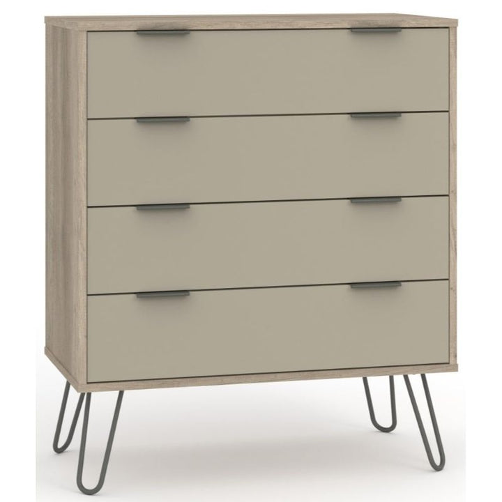 Augusta Driftwood 4 Drawer Chest with Hairpin Legs - The Furniture Mega Store 