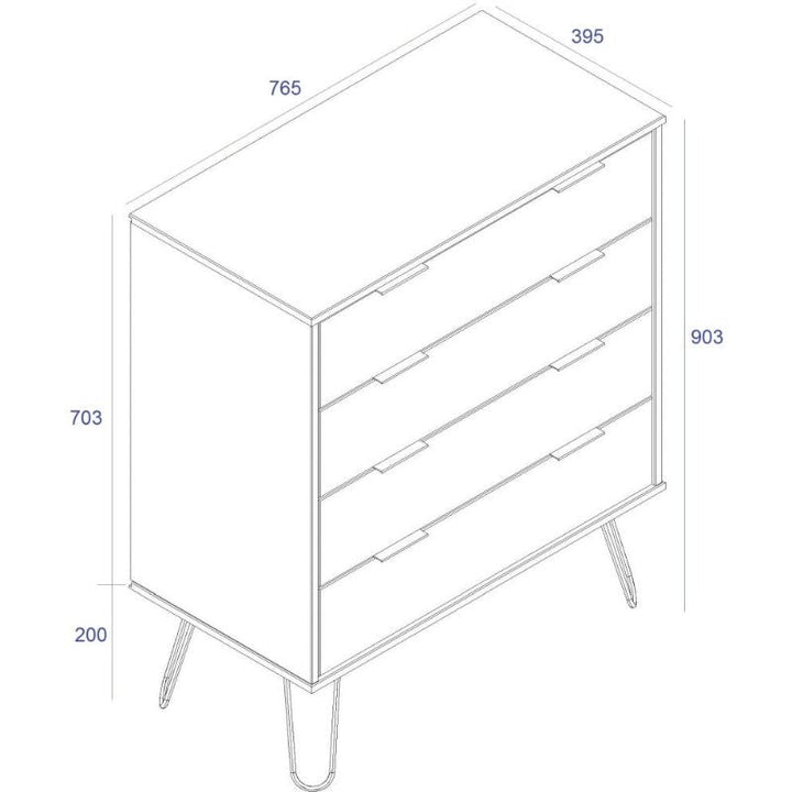 Augusta Grey 4 Drawer Chest with Hairpin Legs - The Furniture Mega Store 