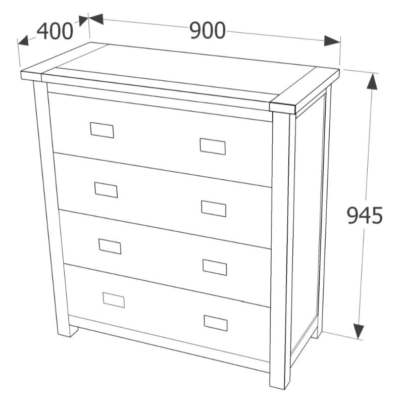 Boston Dark Wood 4 Drawer Chest - The Furniture Mega Store 