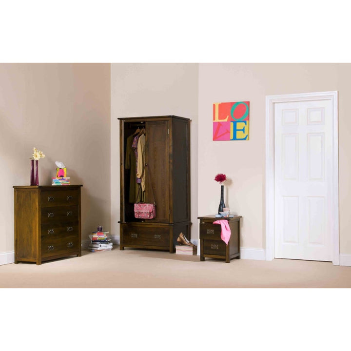 Boston Dark Wood Petite Bedside Cabinet - The Furniture Mega Store 