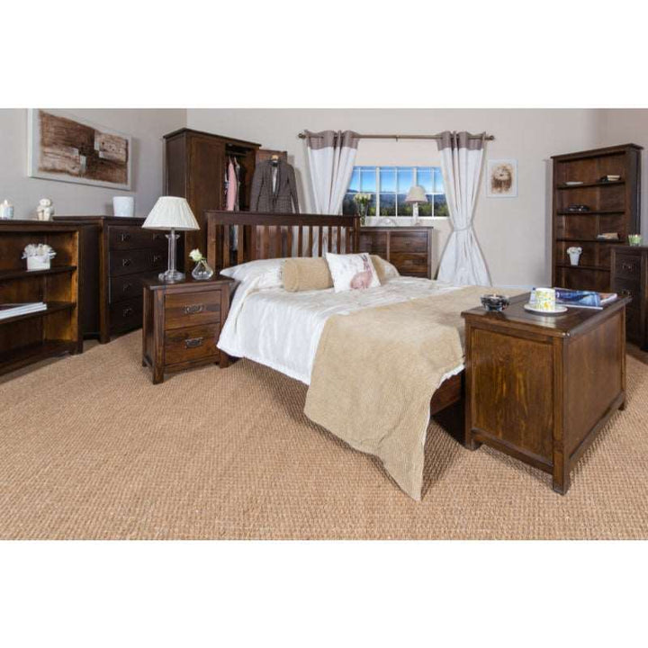 Boston Dark Wood Petite Bedside Cabinet - The Furniture Mega Store 