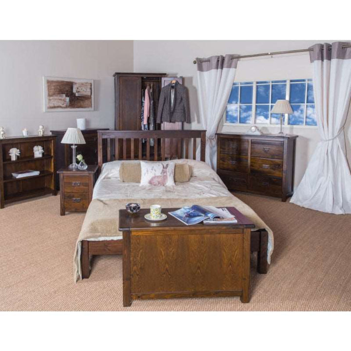 Boston Dark Wood Petite Bedside Cabinet - The Furniture Mega Store 