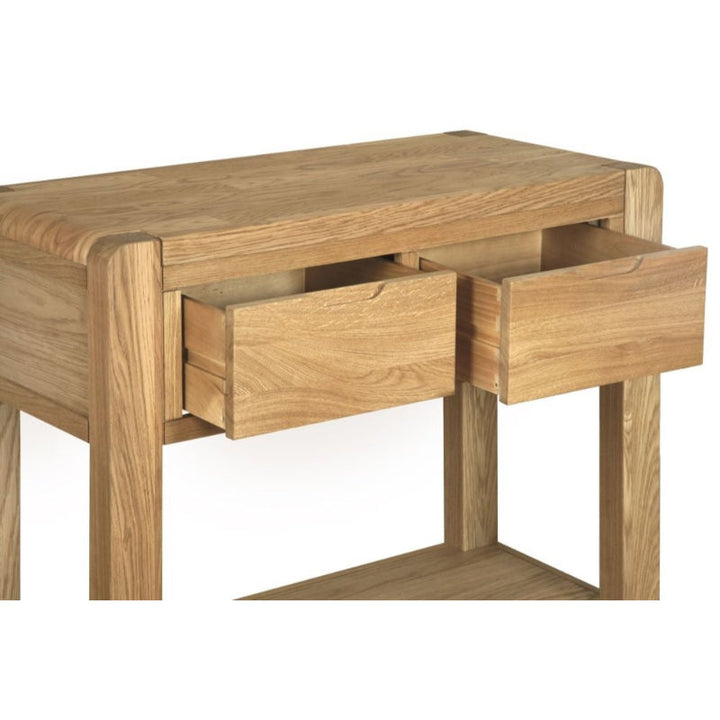 Bakerloo Console Table Bakerloo Oak 2 Drawer Console Table - 100cm | Interior Envy