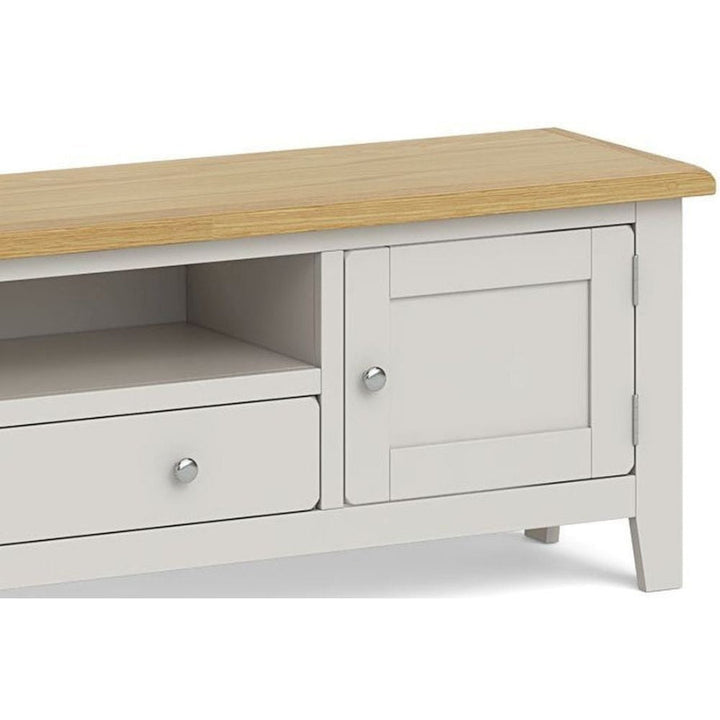 Cross Country Grey and Oak Extra Large TV Unit, 180cm with Storage for Television Upto 65in Plasma - The Furniture Mega Store 