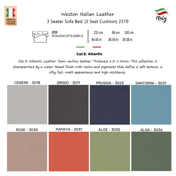 Weston Italian Leather Easy Open Sofa Bed - Choice Of Sizes & Leathers - Interior Envy