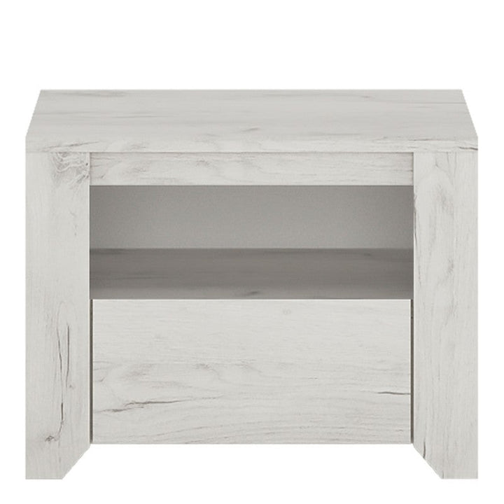 Angelica 1 Drawer Bedside Cabinet - White Oak - The Furniture Mega Store 