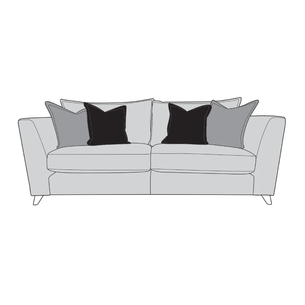 4-seater modular sofa with light gray upholstery and dark pillows