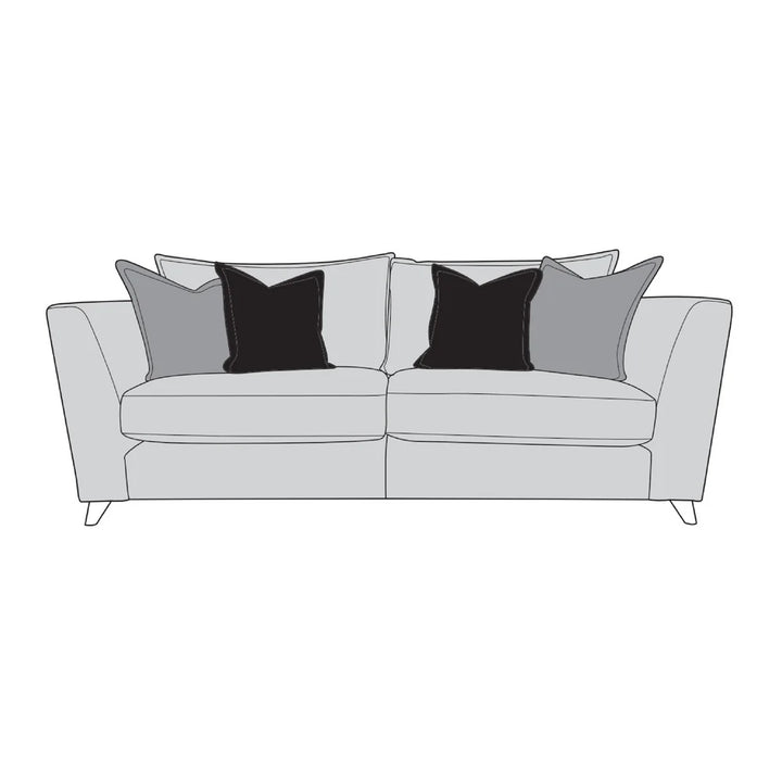 4-seater modular sofa with light gray upholstery and dark pillows