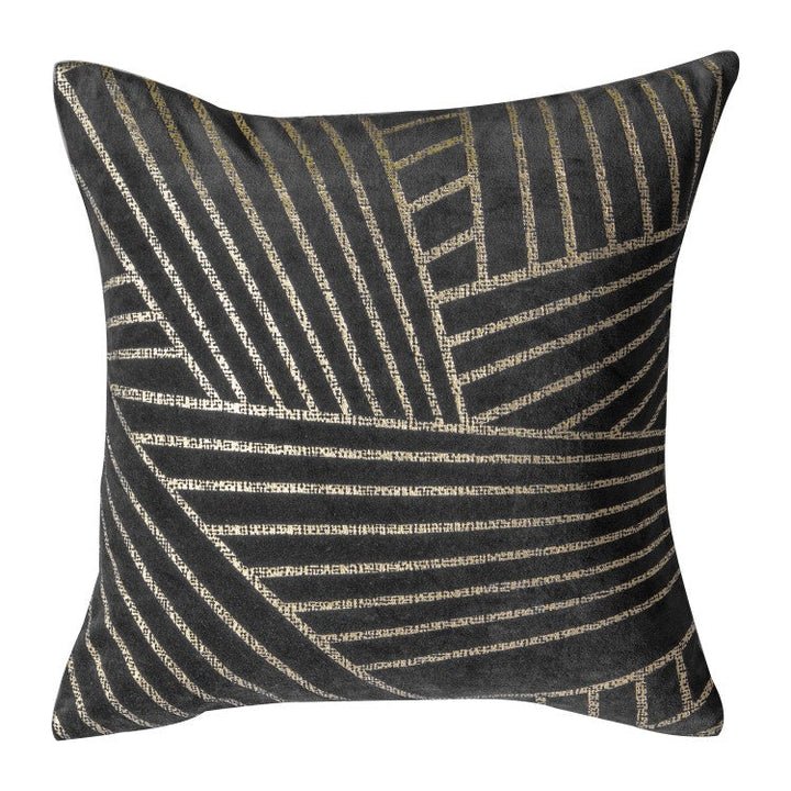 Velvet Linear Geo Cushion Grey 45 X 45cm - The Furniture Mega Store 