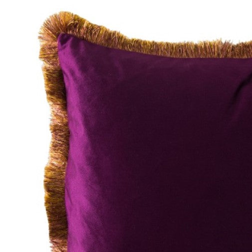 Plum Ombre Fringe Velvet Cushion 45 X 45cm - The Furniture Mega Store 