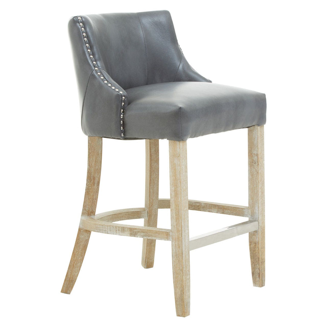 Hevea Bar Stool - Grey Leather - The Furniture Mega Store 
