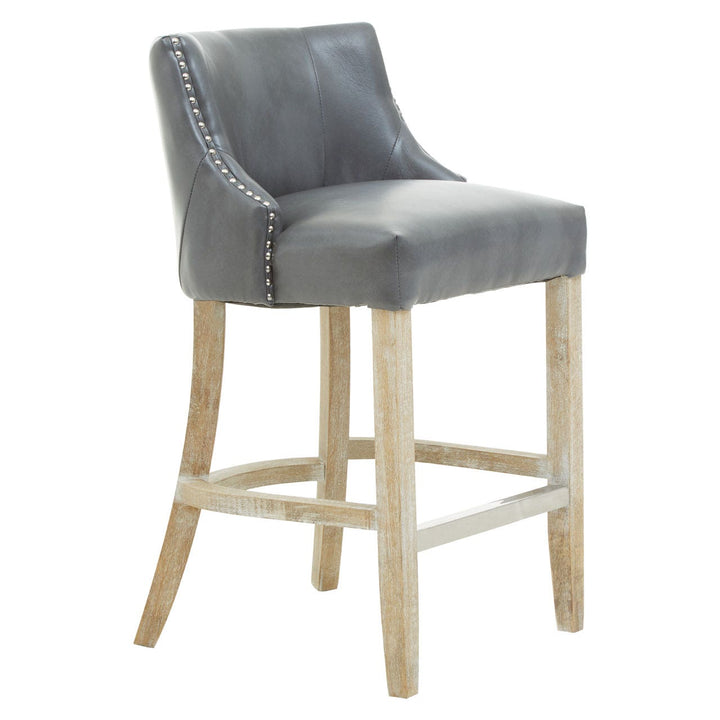 Hevea Bar Stool - Grey Leather - The Furniture Mega Store 