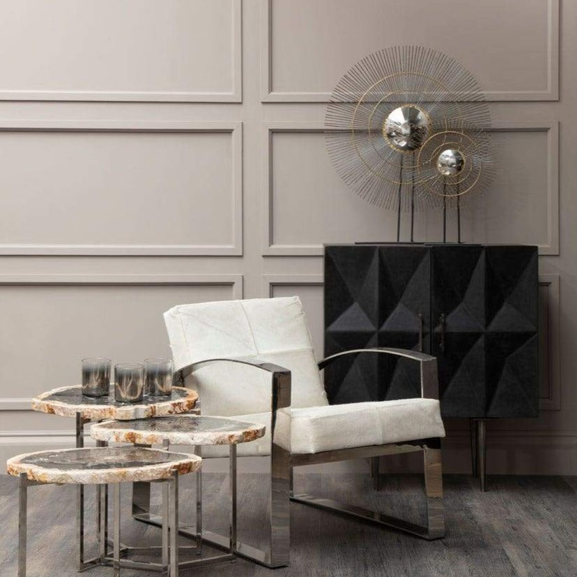 Sabari Hand Crafted Geometric Mango Wood Cabinet - The Furniture Mega Store 