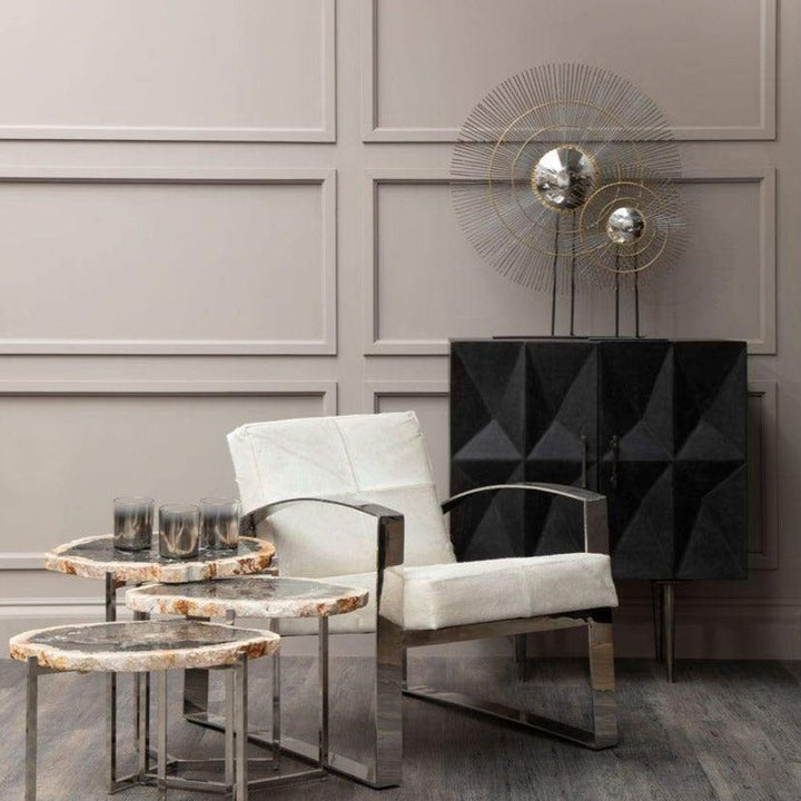 Sabari Hand Crafted Geometric Mango Wood Cabinet - The Furniture Mega Store 
