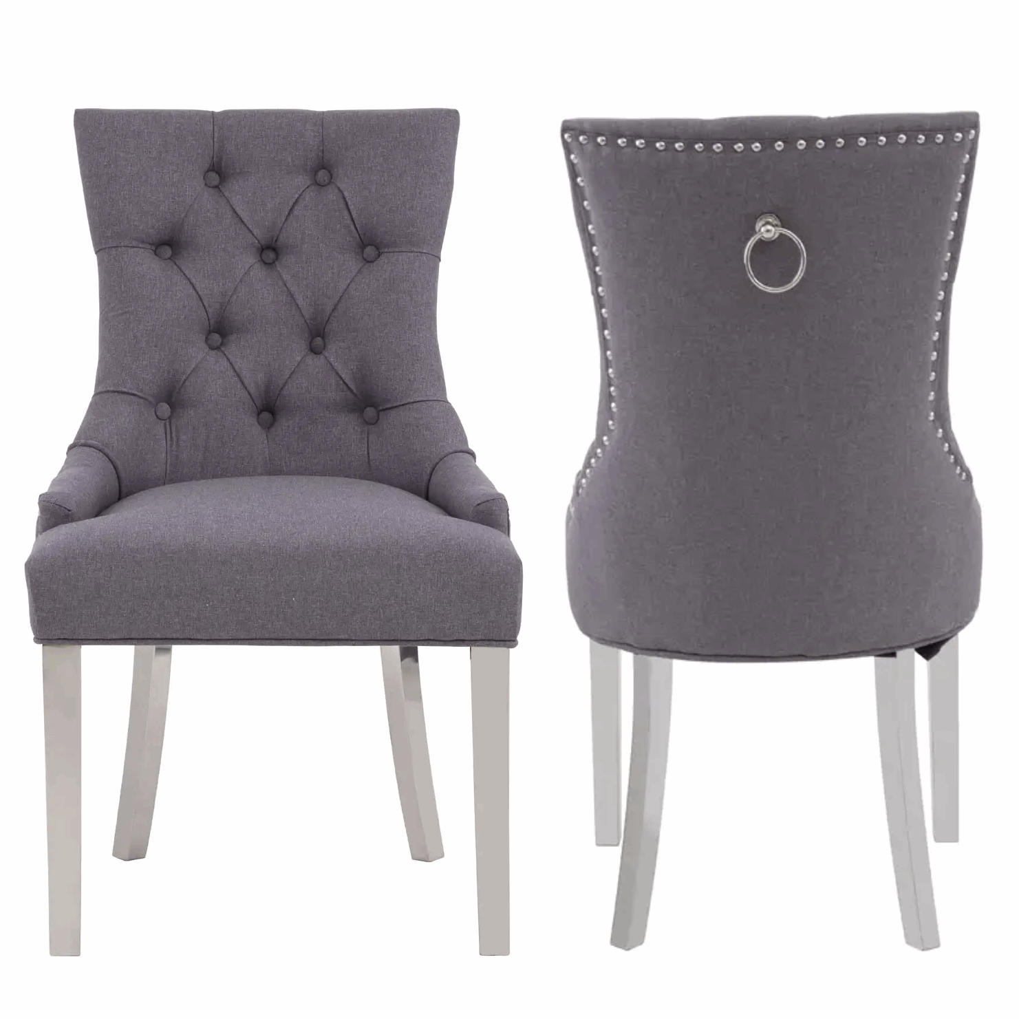 Richmond Fabric Button Tufted Dining Chairs Sold Pairs