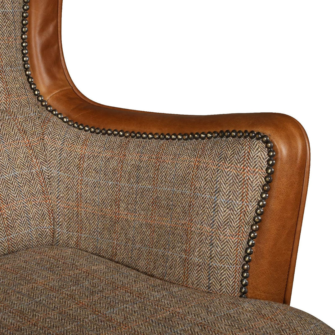 Elliot Bespoke Armchair - Harris Tweed & Vintage leather | Interior Envy