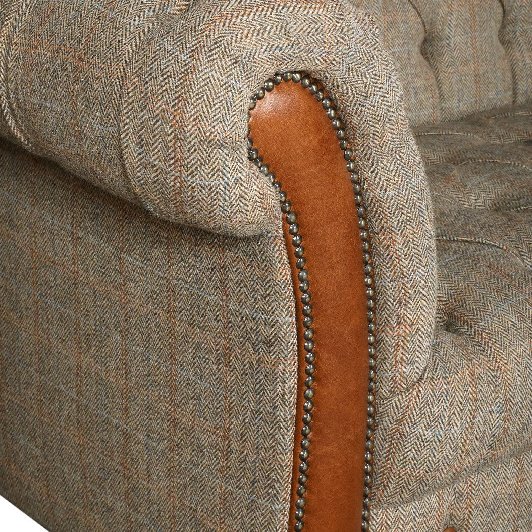 Westminster Buttoned Harris Tweed & Vintage Leather Chesterfield Chair ...