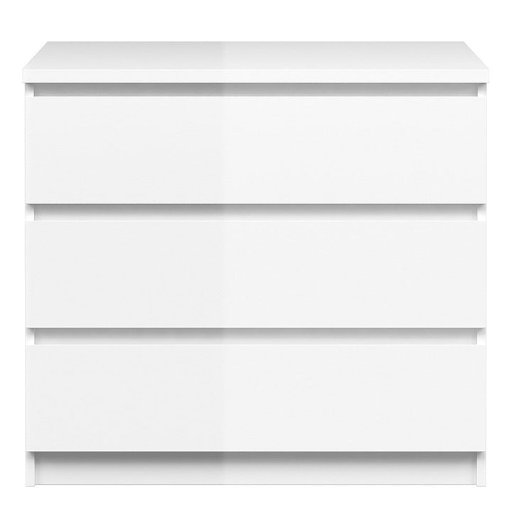 Naiah Chest of 3 Drawers in White High Gloss - The Furniture Mega Store 
