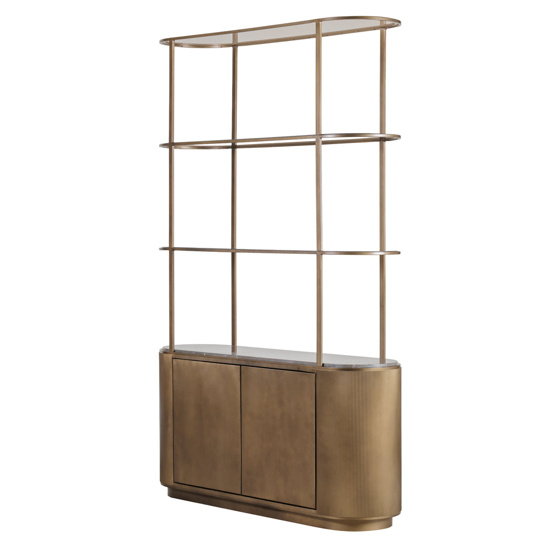 Belvedere Aged Gold Shelving Unit with Storage