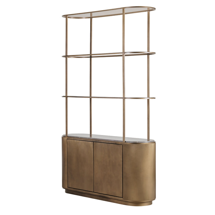 Belvedere Aged Gold Shelving Unit with Storage