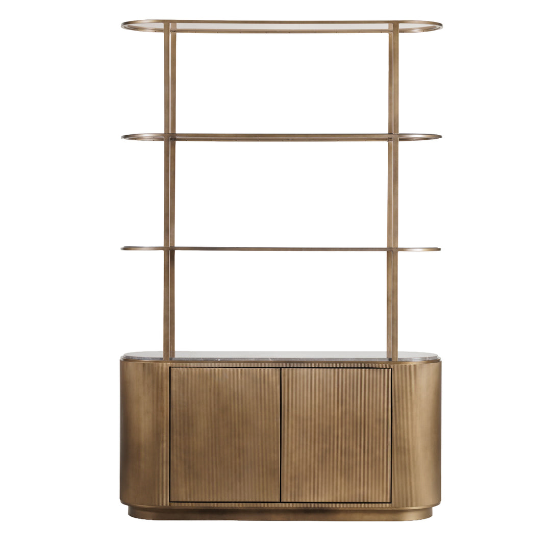 Belvedere Aged Gold Shelving Unit with Storage