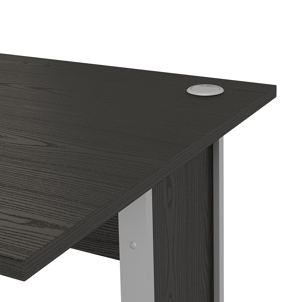 Pria Black Woodgrain Desk 120cm - Black & Silver Grey steel Legs - Interior Envy