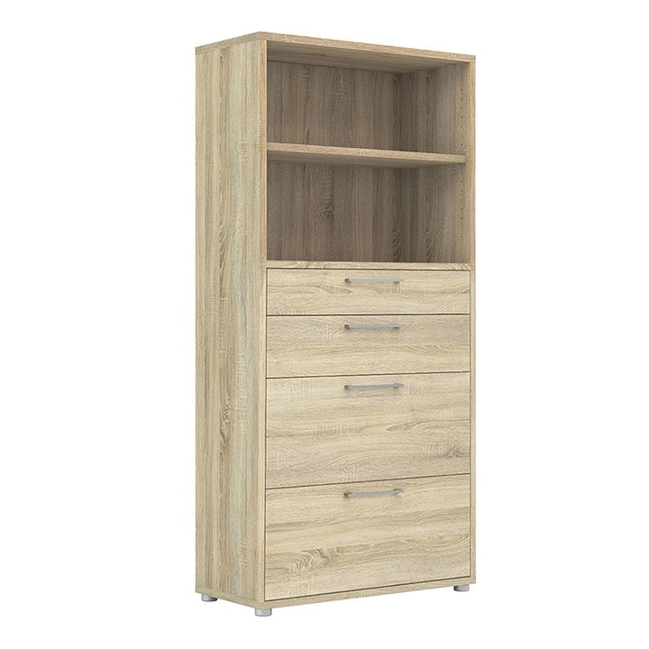 Oak Bookcase 1 Shelf With 2 Drawers & 2 File Drawers