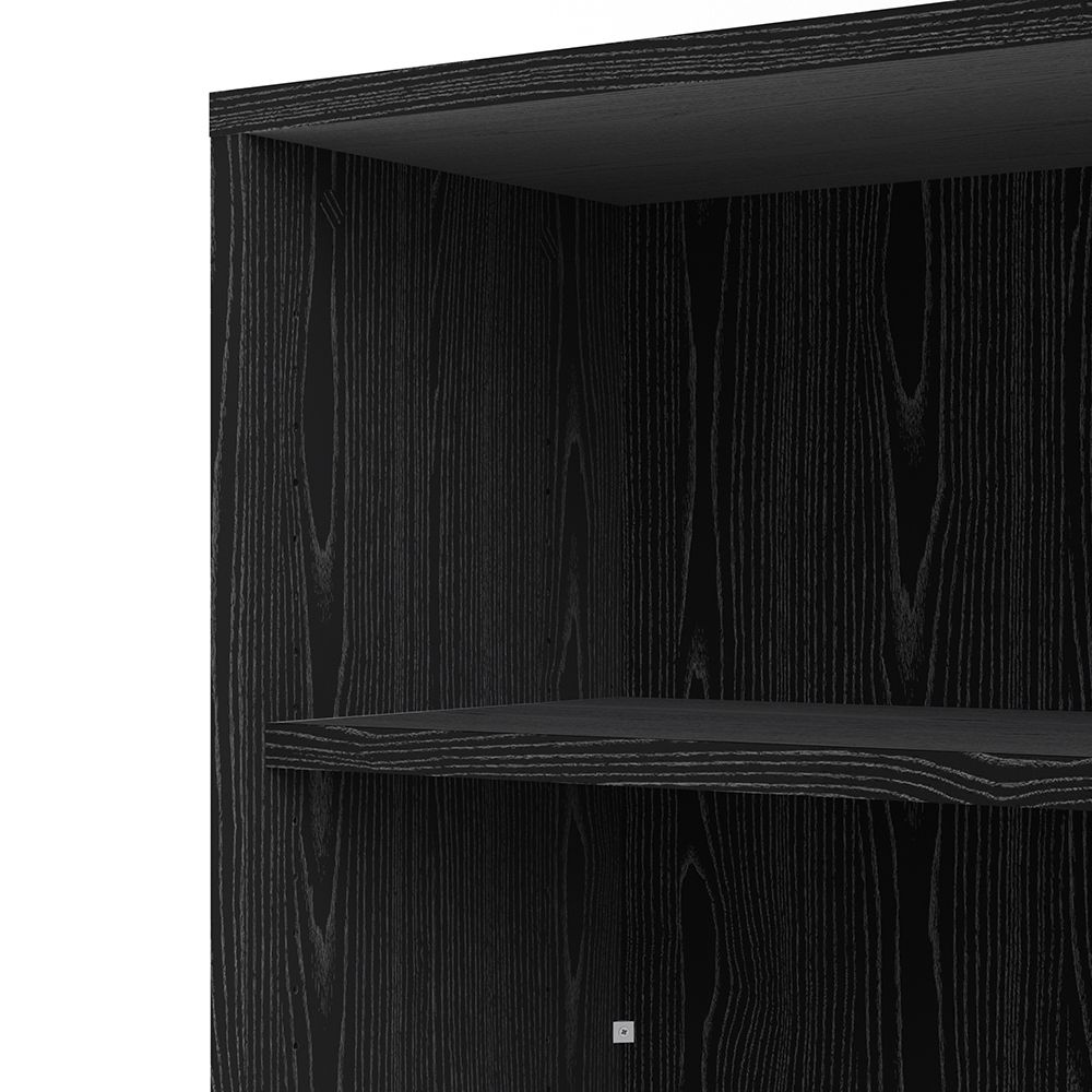 Black Woodgrain Bookcase 2 Shelf With 2 Drawers & 2 File Drawers - Interior Envy