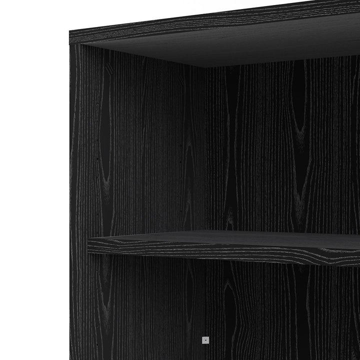 Black Woodgrain Bookcase 2 Shelf With 2 Drawers & 2 File Drawers - Interior Envy