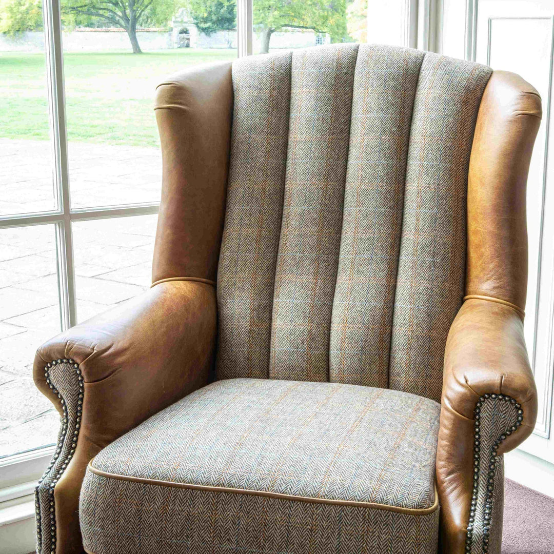 Harris Tweed Vintage Leather Fluted Wingback Armchair Interior Envy harris-tweed-vintage-leather-fluted-wingback-armchair-interior-envy
