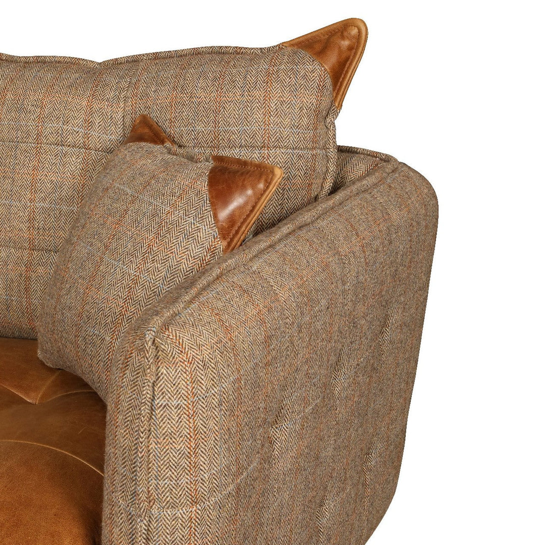 Regent Hunting Lodge Harris Tweed & Vintage Brown Leather Sofa Collect ...
