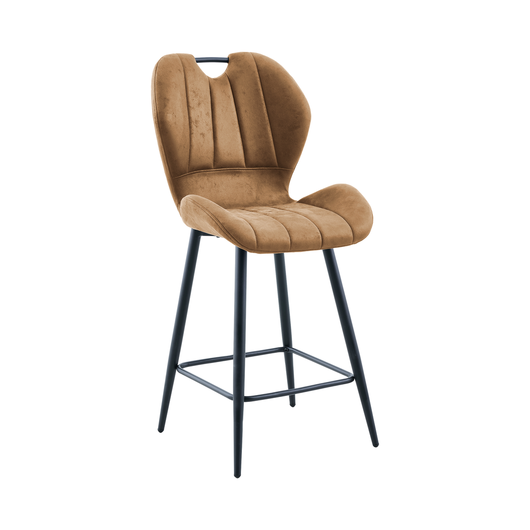 Roma Brown Fabric Barstool - Interior Envy