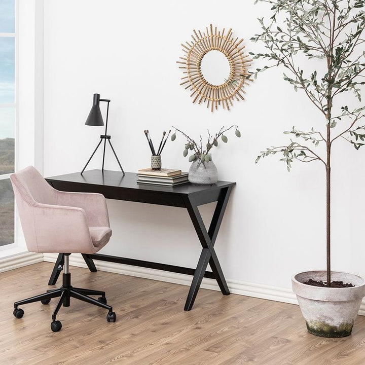 Writers 1 Drawer Cross Base Desk Black - Interior Envy