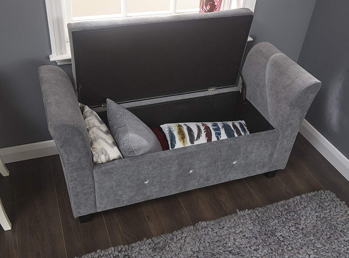 Vera Upholstered Window Seat / Bench - Grey - The Furniture Mega Store 