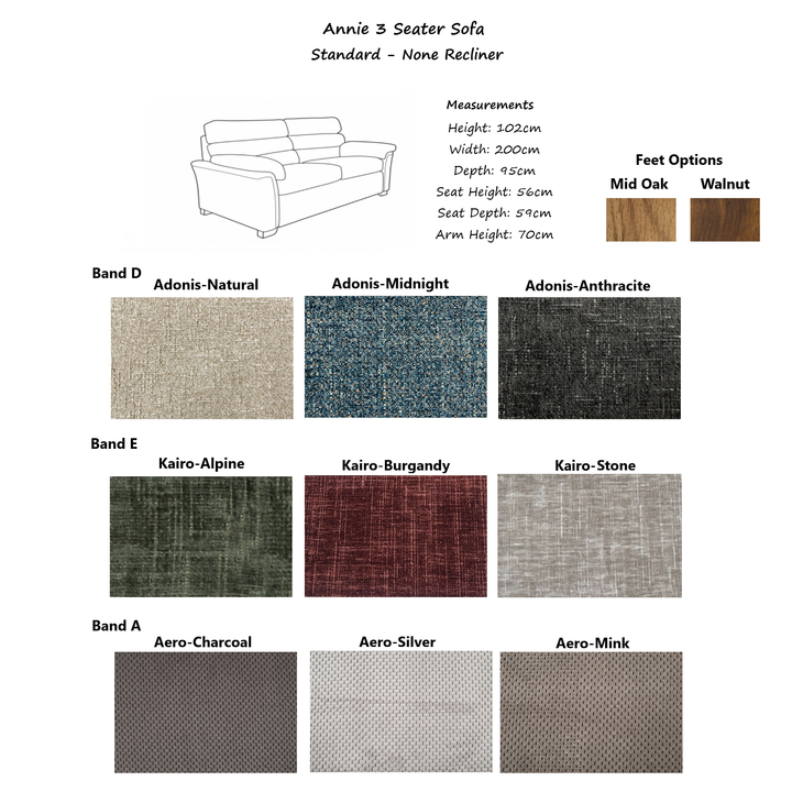 Annie Sofa Collection-Standard or Power Recliner With built in USB/USBC Charging Ports