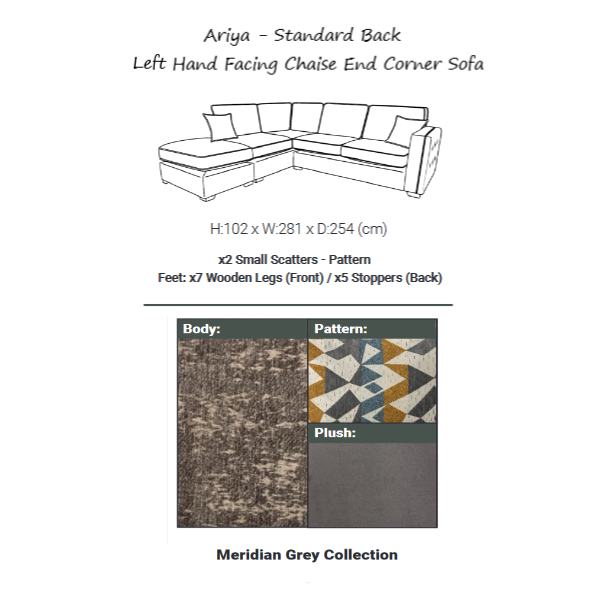Ariya Corner Sofa Collection - Choice Of Standard or Pillow Back, Sizes & Fabrics