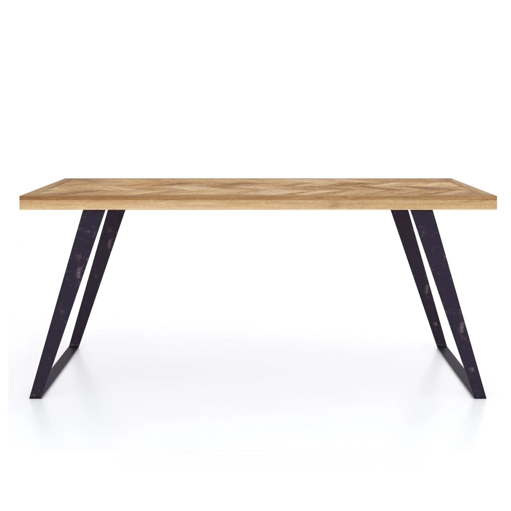 Agra Chevron Parquet Mango Wood Dining Table 175cm