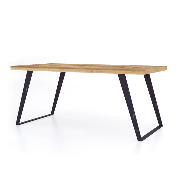 Agra Chevron Parquet Mango Wood Dining Table - 175cm - Interior Envy